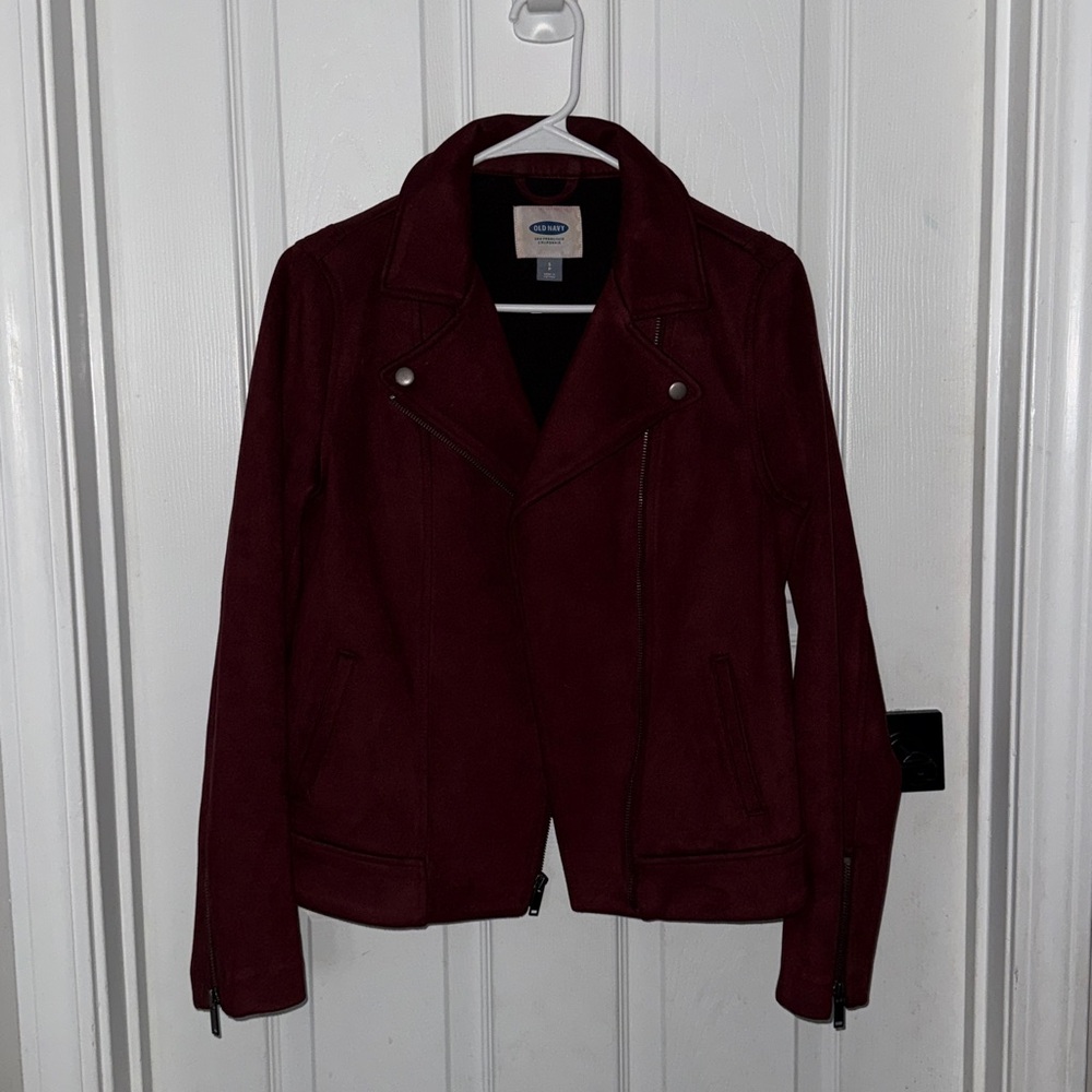 Old Navy Deep Red Moto suede Jacket